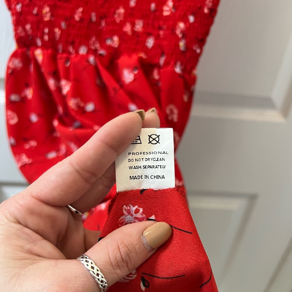 NWOT Red Ruffled Mini Sundress - Picture 9 of 14